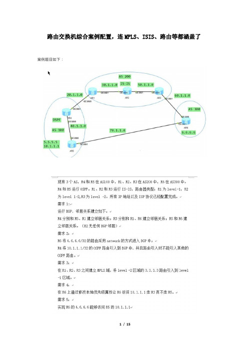 路由交换机综合案例配置,连MPLS、ISIS、路由等都涵盖了