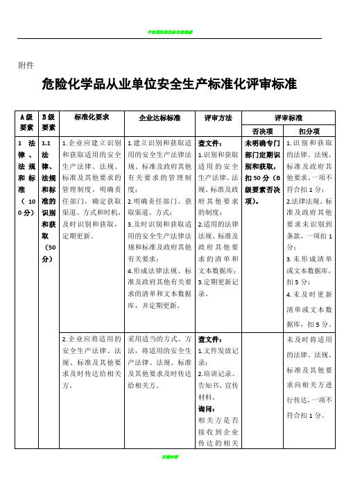 《危险化学品从业单位安全生产标准化评审标准》