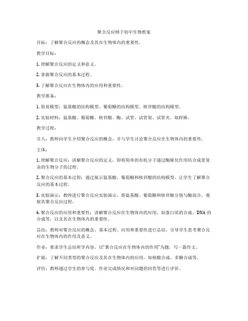 聚合反应例子初中生物教案