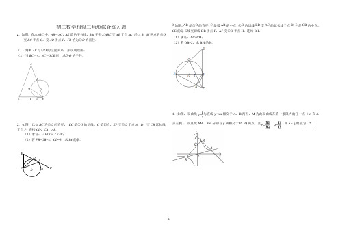 初三数学相似三角形综合练习