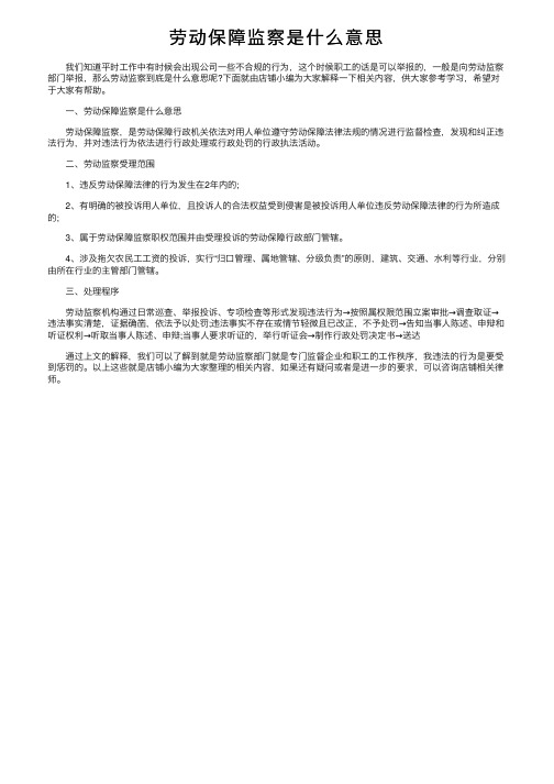 劳动保障监察是什么意思