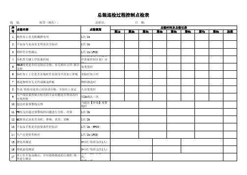 总装巡检过程控制点检表