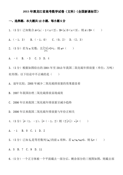 2015年黑龙江省高考数学试卷