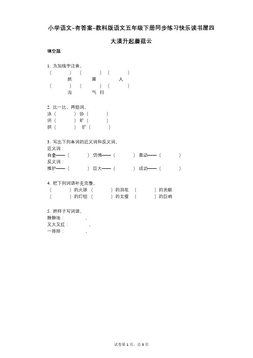 小学语文-有答案-教科版语文五年级下册同步练习快乐读书屋四_大漠升起蘑菇云