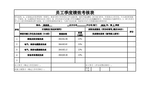 员工季度考核表-2018一季度用