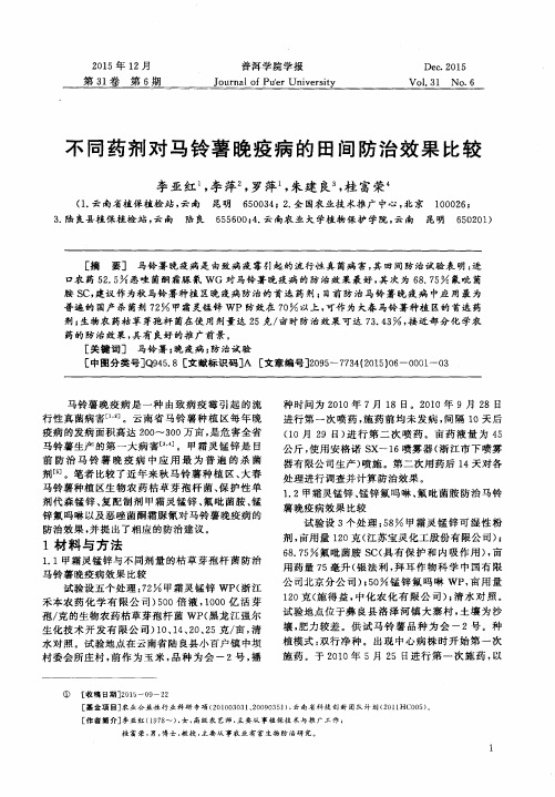 不同药剂对马铃薯晚疫病的田间防治效果比较