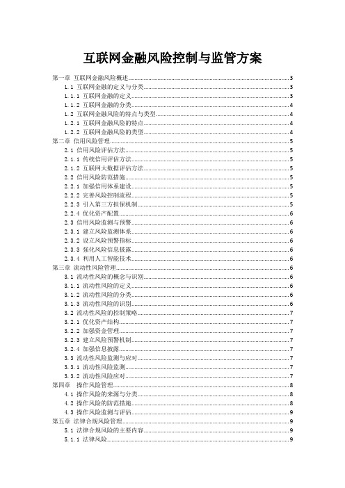 互联网金融风险控制与监管方案