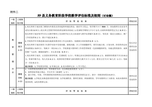 义务教育阶段学校教学评估标准及细则