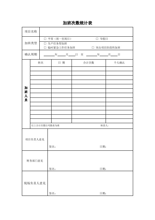 加班次数统计表