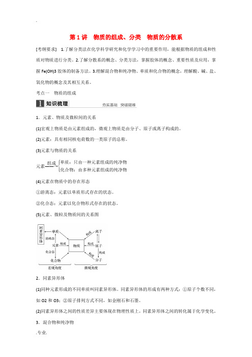 高考化学大一轮复习讲义 专题1 化学家眼中的物质世界(第1讲)苏教版-苏教版高三全册化学试题