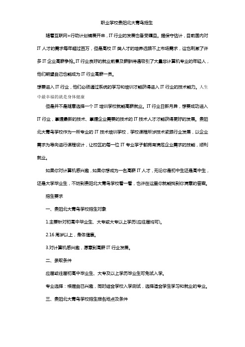 职业学校贵阳北大青鸟招生