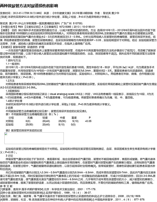 两种拔尿管方法对尿道损伤的影响