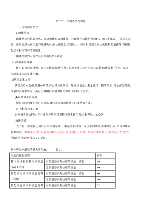 二建考试复习-建筑构造与详图 (8)结构选型与布置