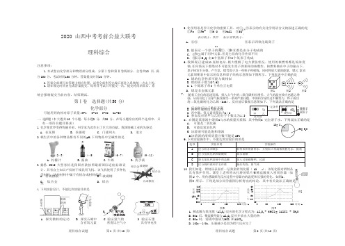 2020山西中考考前公益大联考·理科综合试卷