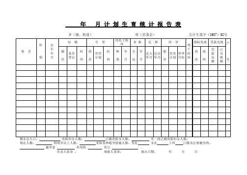 计划生育统计表