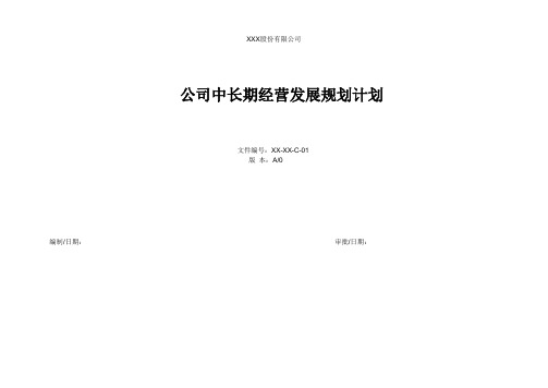 公司中长期经营发展规划计划表