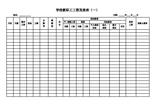 学校教职工工资发放表3表