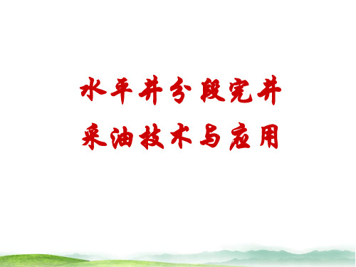 水平井分段完井采油技术与应用