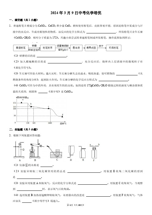 2024年3月9日中考化学培优