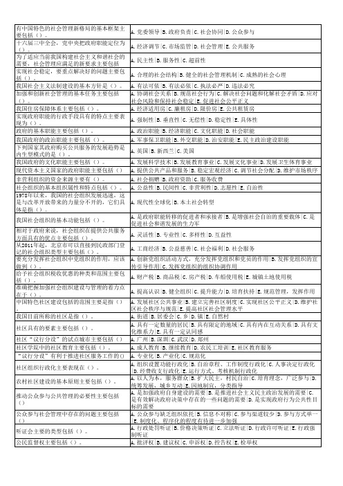 (2)加强和创新社会管理 练习题(新)