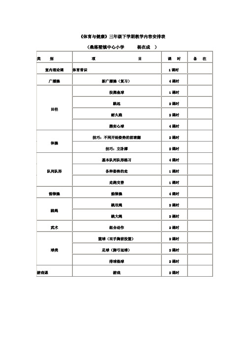 《体育与健康》三年级下学期教案