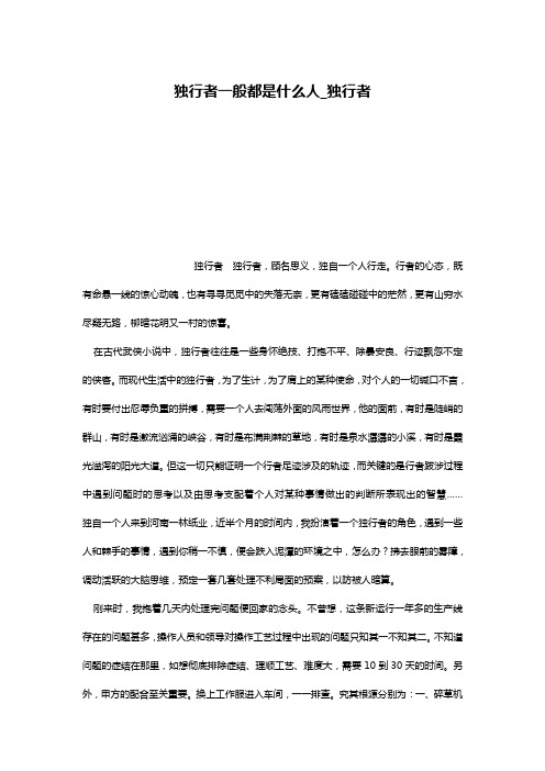 独行者一般都是什么人_独行者