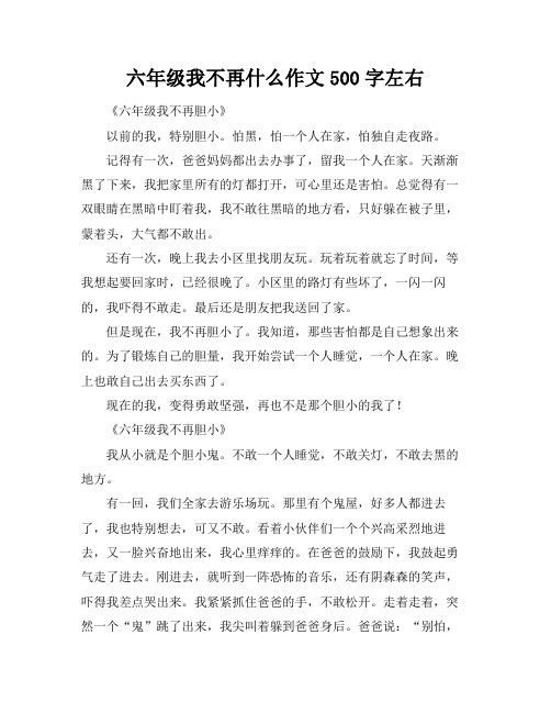 六年级我不再什么作文500字左右