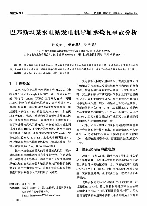 巴基斯坦某水电站发电机导轴承烧瓦事故分析