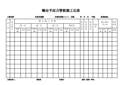 锤击预应力管桩综合施工记录