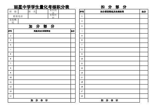 学生量化考核积分表