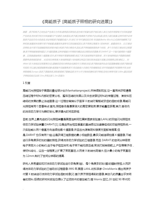 高能质子 [高能质子照相的研究进展]