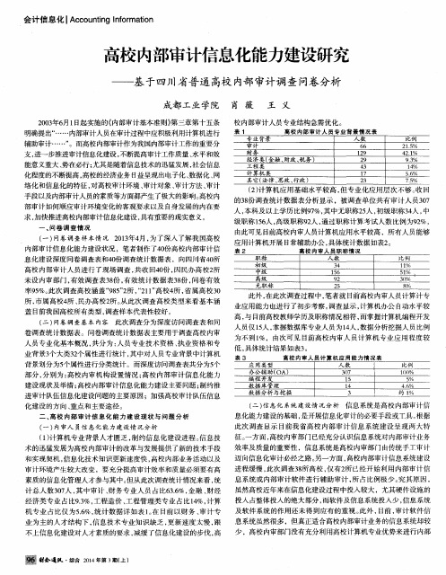 高校内部审计信息化能力建设研究——基于四川省普通高校内部审计调查问卷分析