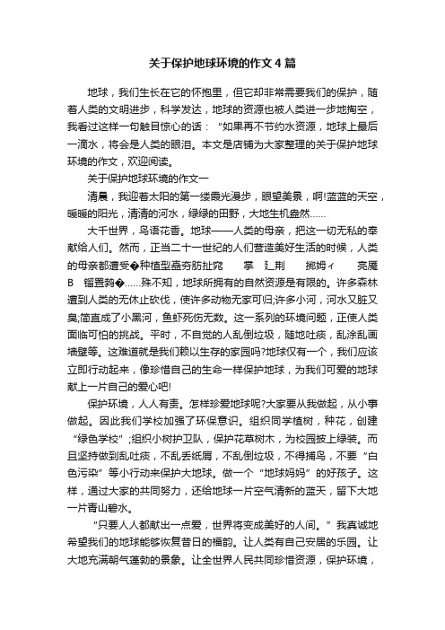 关于保护地球环境的作文4篇