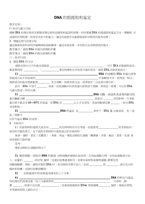 DNA的粗提取和鉴定 学案.doc