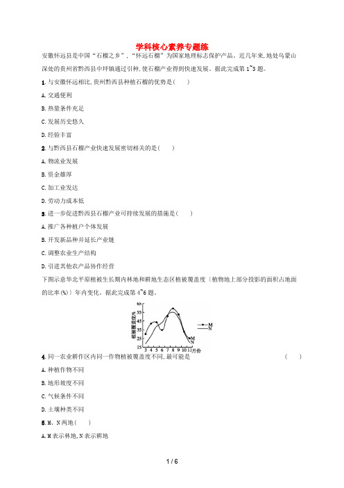 高考地理二轮复习 开篇 学科核心素养专题练-人教版高三全册地理试题