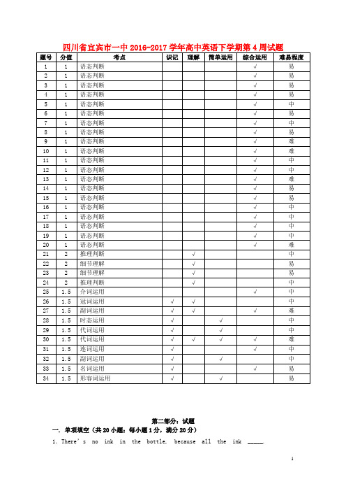 四川省宜宾市一中高中英语下学期第4周试题