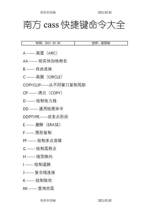 南方cass快捷键命令大全-南方csaa快捷命令之欧阳科创编