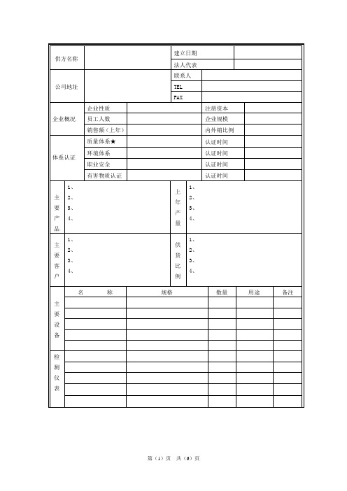 供应商现场审核报告模板