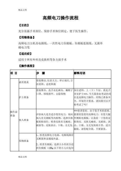 高频电刀操作流程及评分(汇编)