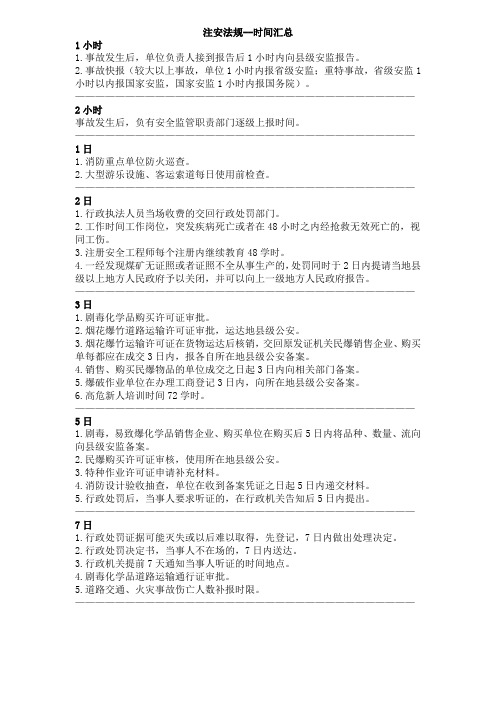 2024中级注册安全工程师考试速记法规时间汇总