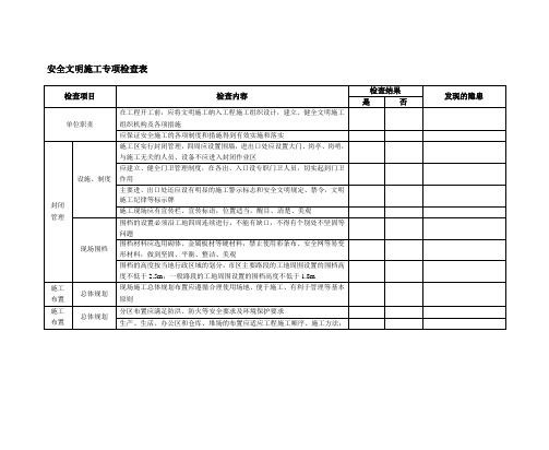 安全文明施工专项检查记录(项目部)