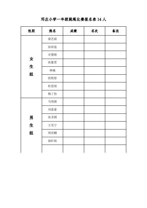 跳绳比赛1-6报名表