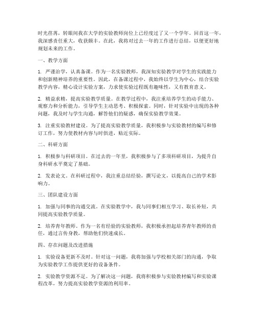 大学实验教师工作总结