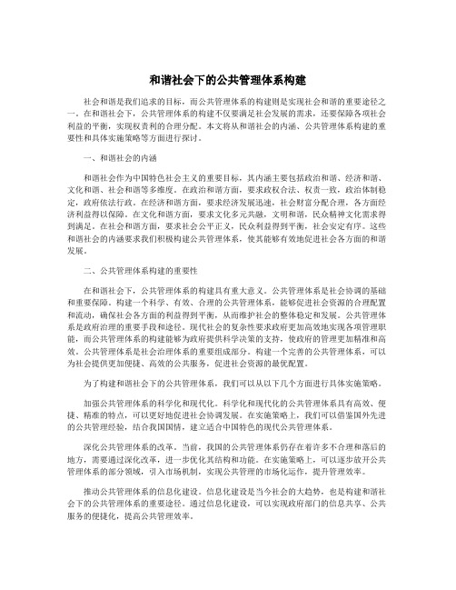 和谐社会下的公共管理体系构建