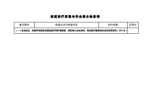 二级医院医疗质量与安全综合检查表