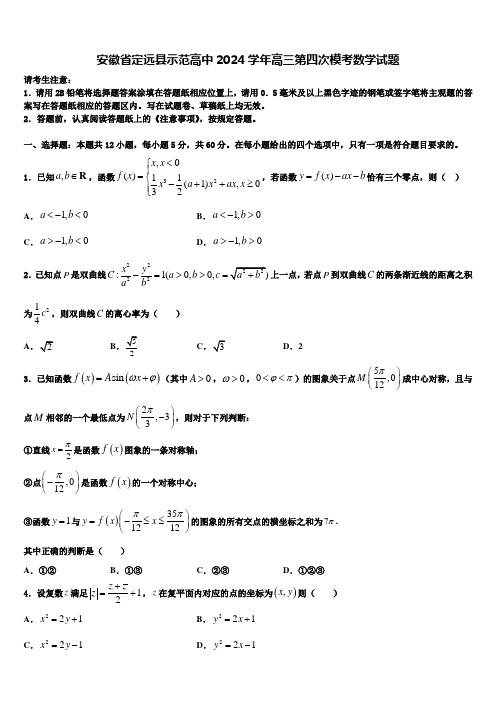 安徽省定远县示范高中2024学年高三第四次模考数学试题