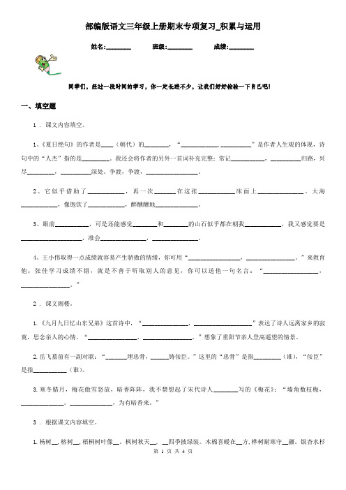 部编版语文三年级上册期末专项复习_积累与运用