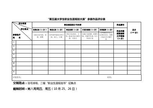 职业规划作品评分表