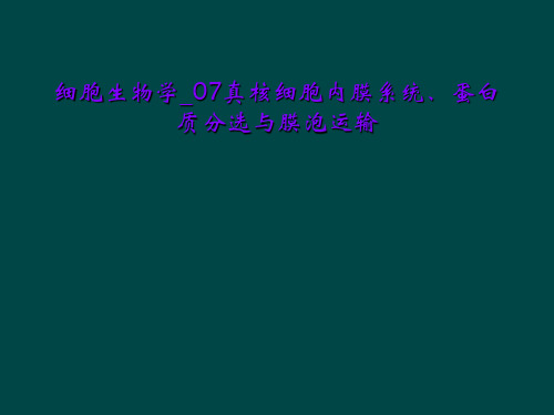 细胞生物学_07真核细胞内膜系统、蛋白质分选与膜泡运输