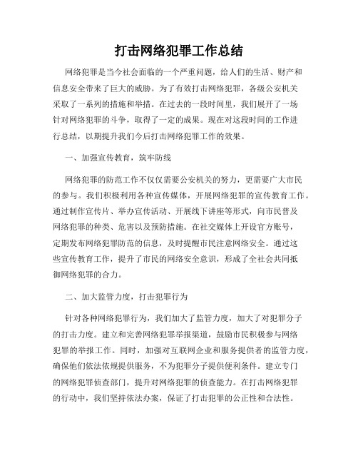 打击网络犯罪工作总结